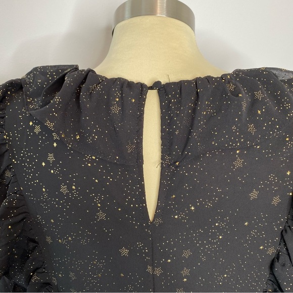 Anthropologie By The River Black Gold Star Print Midi Dress - Picture 11 of 14